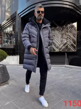 Geaca barbati groasa de iarna gri inchis 1150 imagine