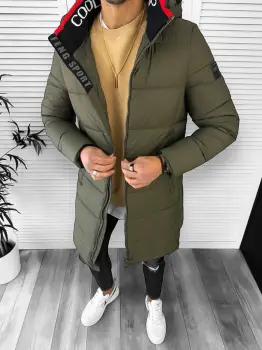 Geaca barbati groasa de iarna kaki A08 imagine