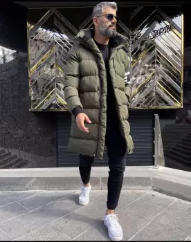 Geaca barbati groasa de iarna kaki B9648  imagine