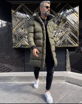 Geaca barbati groasa de iarna kaki cu defect DEFB9648a M3 imagine