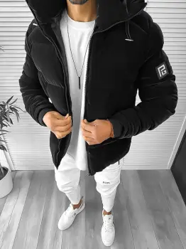 Geaca barbati groasa de iarna neagra 100 imagine