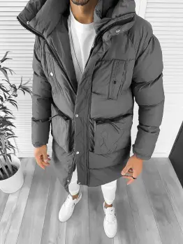 Geaca barbati groasa gri de iarna 1020  imagine