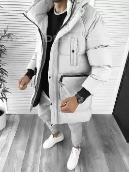 Geaca barbati groasa gri de iarna 1021 E imagine