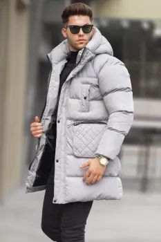 Geaca barbati groasa gri de iarna B9645 E imagine