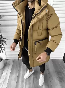 Geaca barbati groasa maro de iarna 1021 imagine