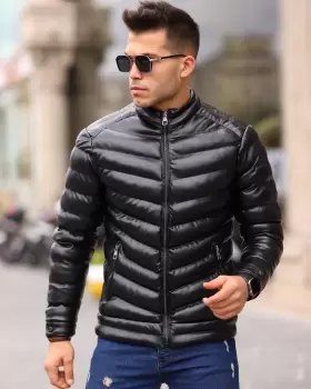 Geaca barbati groasa neagra de iarna 123440 imagine