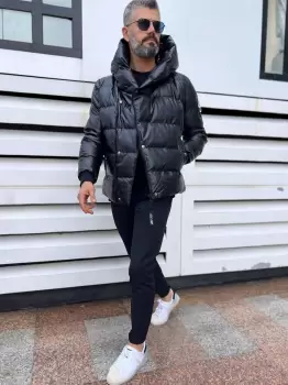 Geaca barbati groasa neagra de iarna 12411 E imagine