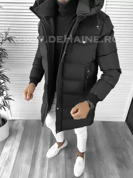 Geaca barbati groasa neagra de iarna 1600  imagine