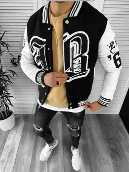 Geaca barbati neagra de toamna cu imprimeu K162 125-4 imagine