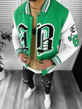 Geaca barbati verde de toamna cu imprimeu K162 23-1 imagine