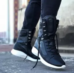 Ghete barbati negre cu talpa alb cu defect DEFA8179a N17-2 imagine