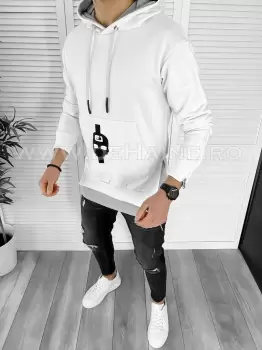 Hanorac barbati alb slim fit K179 14-2.3 E imagine