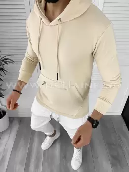 Hanorac barbati bej slim fit K150 O3-4.1 imagine