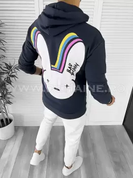 Hanorac barbati bleumarin cu imprimeu pe spate slim fit K082 Y15-1 E imagine