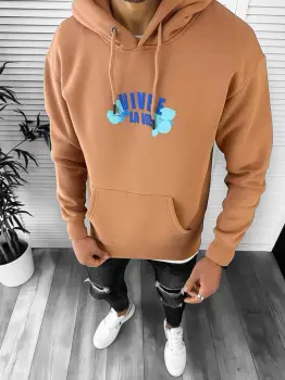 Hanorac barbati crem slim fit 3066 imagine