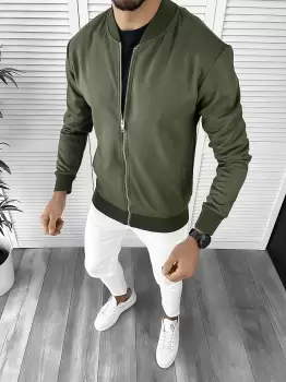 Hanorac barbati kaki slim fit K304  imagine