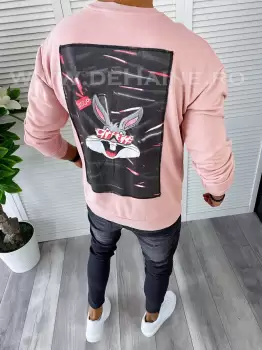Hanorac barbati roz pudra cu imprimeu pe spate K379 E 122-5 imagine