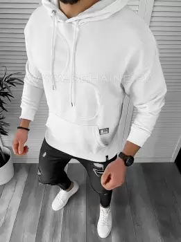 Hanorac barbati slim fit alb K004 N14-N15.2* imagine
