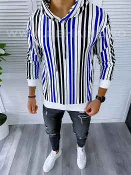 Hanorac barbati slim fit albastru cu imprimeu K351 21.2-3 E 55-1 imagine