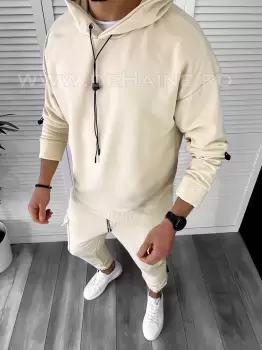 Hanorac barbati slim fit bej K020 18-1.3 imagine