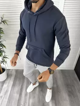 Hanorac barbati slim fit bleumarin K150  imagine