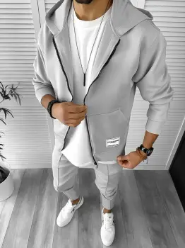 Hanorac barbati slim fit gri deschis 1033 D2-5.1 imagine