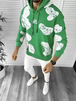 Hanorac barbati slim fit verde K494 15-1.3 imagine