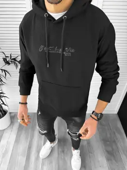 Hanorac barbati slim negru 3067 imagine