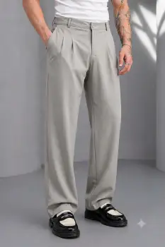 Pantaloni barbati casual  croiala lejera  gri deschis A01 imagine