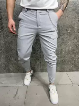 Pantaloni barbati casual gri + lant 12096 11-6.2 imagine