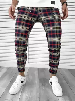 Pantaloni barbati casual in carouri 11953 imagine