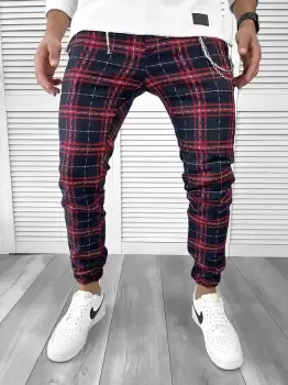 Pantaloni barbati casual in carouri 11957 imagine