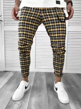 Pantaloni barbati casual in carouri 11960 imagine