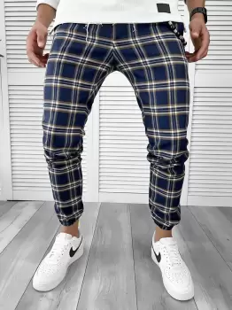 Pantaloni barbati casual in carouri 11964 imagine