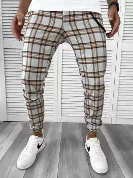 Pantaloni barbati casual in carouri 12115 SD imagine