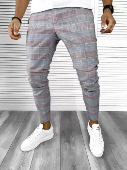 Pantaloni barbati casual regular fit in carouri B8496 E 7-4 imagine