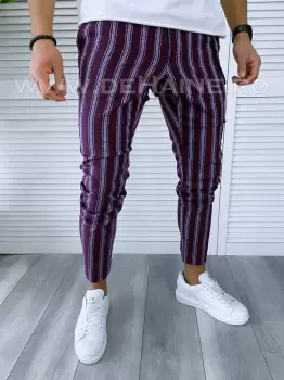 Pantaloni barbati casual regular fit violet B1556 4-1 e* F5-4 imagine