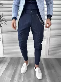 Pantaloni barbati eleganti bleumarin 7220 imagine