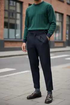 Pantaloni barbati eleganti bleumarin S131 imagine
