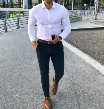 Pantaloni barbati eleganti bleumarin ZR A2116 B1-1.2 imagine