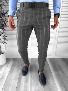 Pantaloni barbati eleganti gri B1551 67-3 E~ imagine