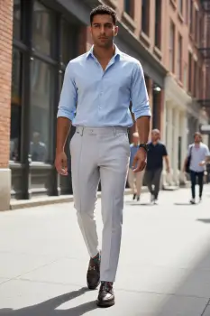 Pantaloni barbati eleganti gri S135 imagine