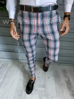 Pantaloni barbati eleganti in carouri B1937 B9-3 E imagine