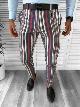 Pantaloni barbati eleganti in dungi B1907 8-4 E~ / F5-3  imagine