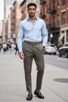 Pantaloni barbati eleganti maro S137 imagine
