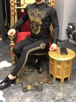 Pantaloni barbati eleganti negri B5727 16-1.1 imagine