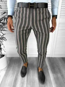 Pantaloni barbati eleganti regular fit cu dungi B1547 67-4 / 17-4 E~ imagine