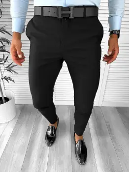 Pantaloni barbati eleganti regular fit negri B1769 E 17-3 ~ imagine
