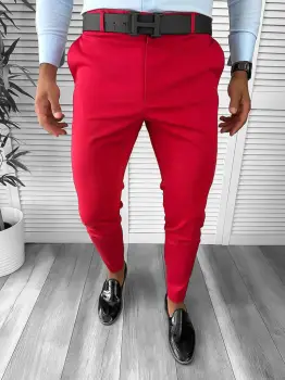 Pantaloni barbati eleganti rosii B1734 E 8-5 ~ imagine