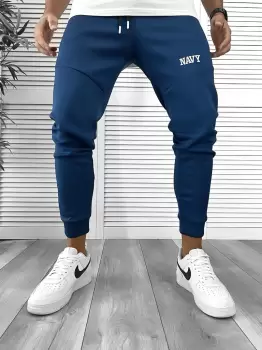 Pantaloni de trening albastri silon conici 12376 imagine